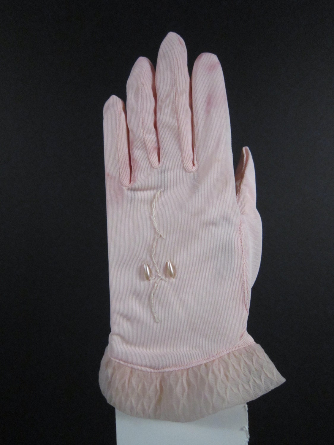 Childrens Vintage Pink Dress Gloves Size 4 6 12 Inches Long24ch