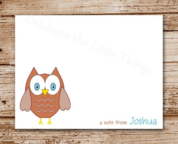 Set of 8 Owl Note Cards, Notecards | Birthday, Baby Thank You Cards | Personalized Stationery Il_570xn