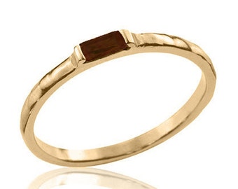 Garnet Ring, 14k Gold Baguette Ring, Garnet Engagement Ring, Garnet Jewelry, January Birthstone Ring, Red Garnet Ring, Garnet Wedding Band