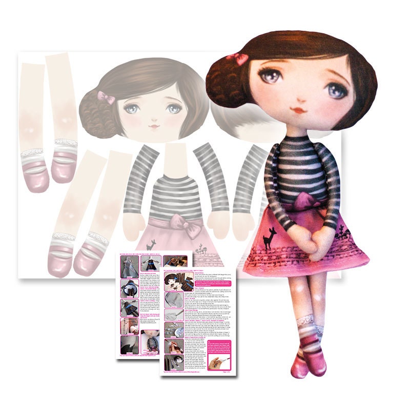 Penelope Hart Printed Cloth Doll Pattern DIY Darling