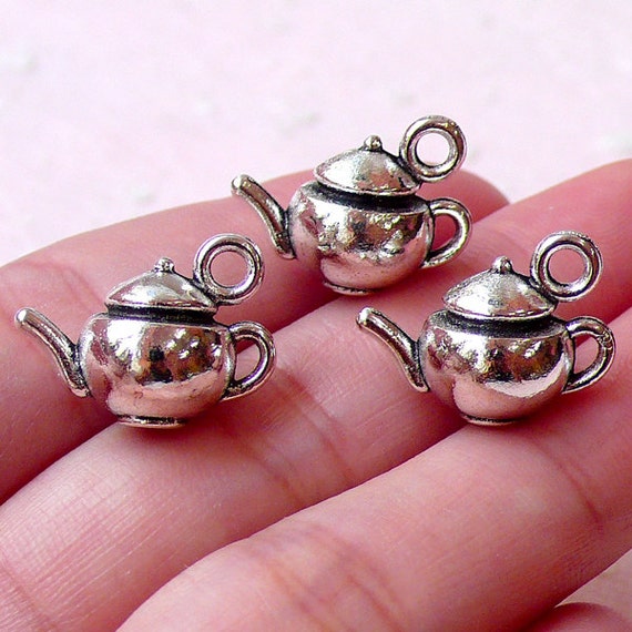 Miniature Tea Pot Charms 3D Teapot Charm 3pcs / by MiniatureSweet