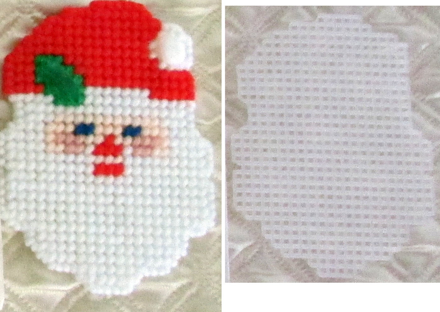 Plastic Canvas Santa Ornament or Coaster wiith Cut Out