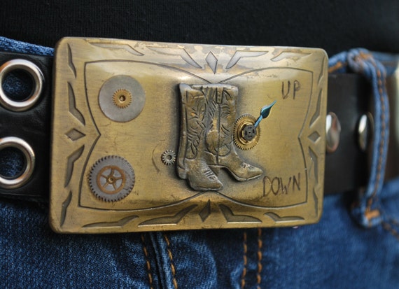 Cowgirl Up Vintage Thrift Store Belt Buckle Repurposed Watch Parts ...