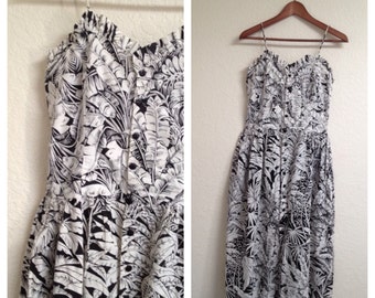 vintage 1950s PARADISE black and white day dress XXS or XS