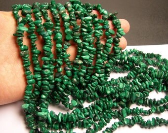 Malachite Gemstone - chip stone - pebble bead - full strand - 36 inch Genuine Malachite - PSC1
