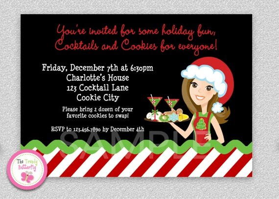 Cookie Exchange invitation, Cookie Swap Invitation Cookies and Cocktails Invitation Printable Il_570xn