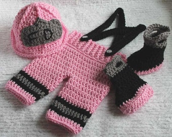 Made to Order Crochet 3 Piece Fire Fighter Set. Photo Prop You Choose Color and Size