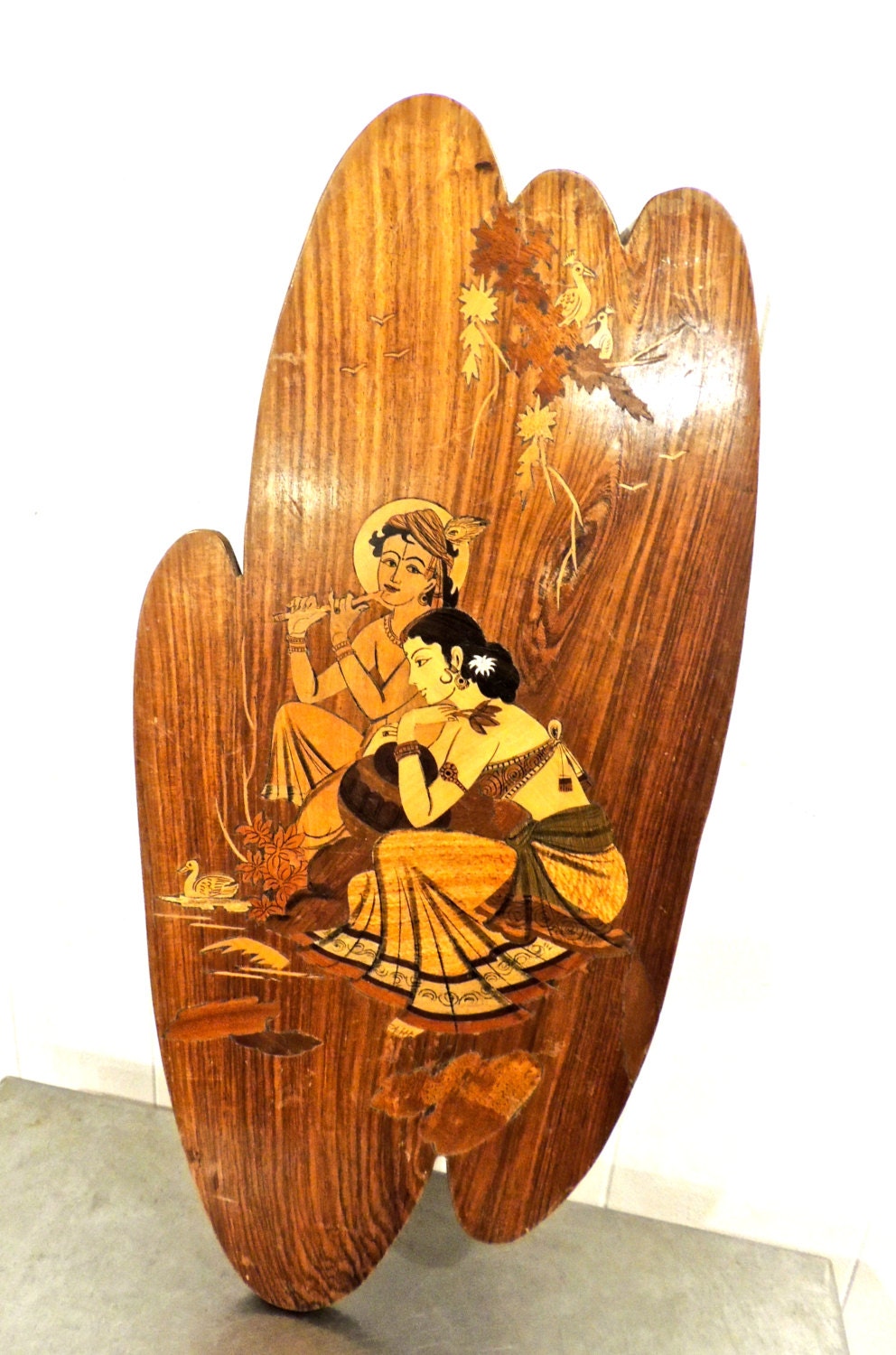 vintage wood inlay native art 1960s mid century indian by mkmack