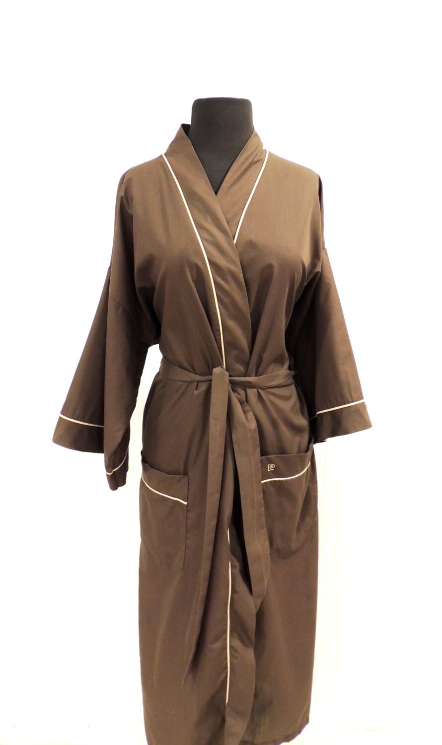 vintage Pierre Cardin robe 1960s chocolate brown men's by mkmack