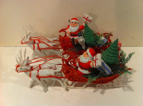 vintage pair of santa and sleigh by poisonapplevintage on etsy vintage pair of santa and sleigh by poisonapplevintage on etsy