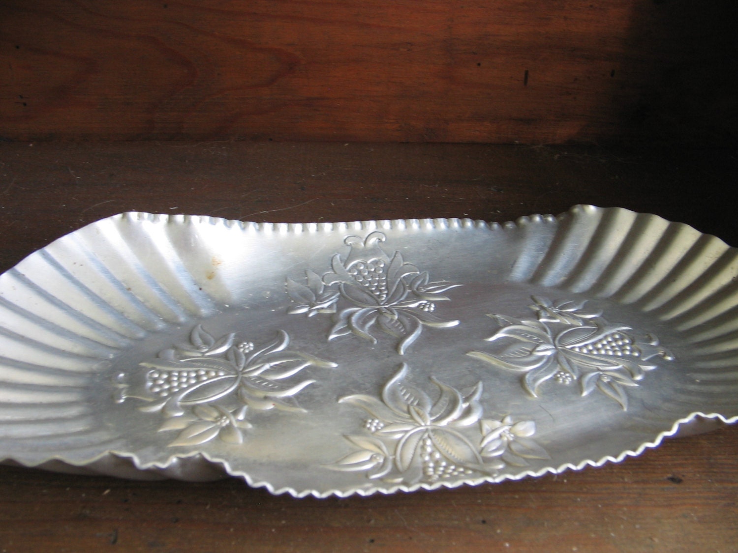 Hammered Aluminum Tray Vintage 1950