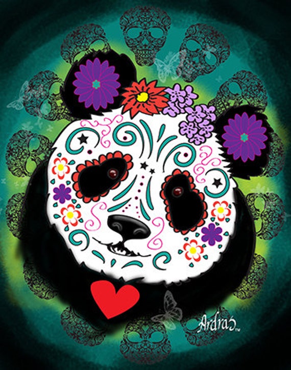 Panda Bear Sugar Skull Makeup - Digital Download Art by Ardras Art - My ...