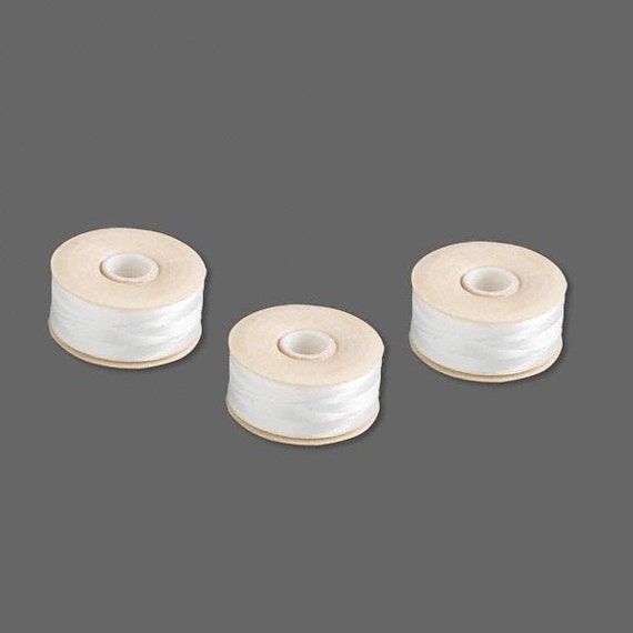 Nymo Nylon Monocord Thread. White Size D. 3 Bobbins by WananBeads