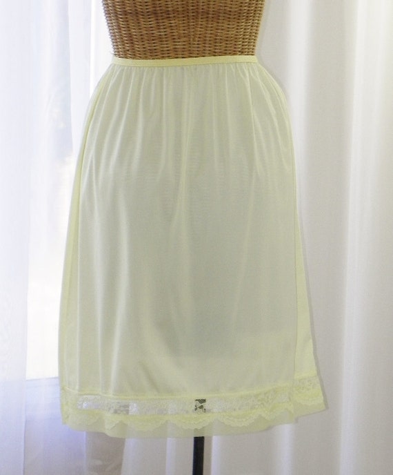 Lemon Yellow Half Slip Skirt 2.5 Double Layer Chiffon and Lace