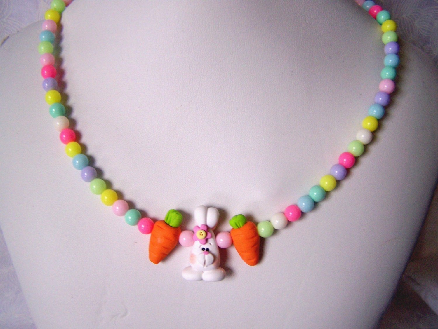 Easter Bunny Necklace Kids Easter Jewelry by lindasoriginaljewels