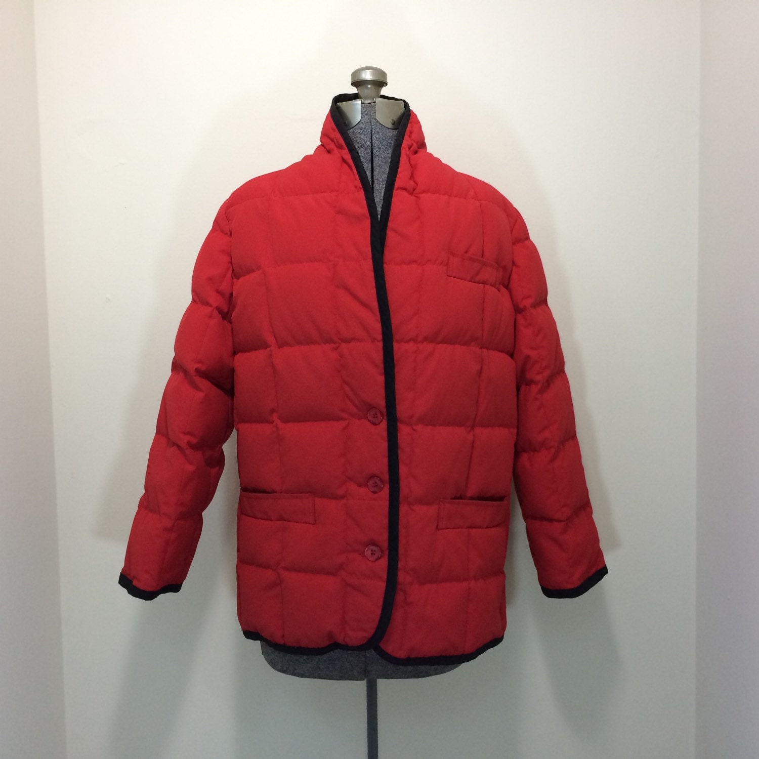 Vintage 90s Bill Blass Red Puffer Coat / Size by BeatificVintage