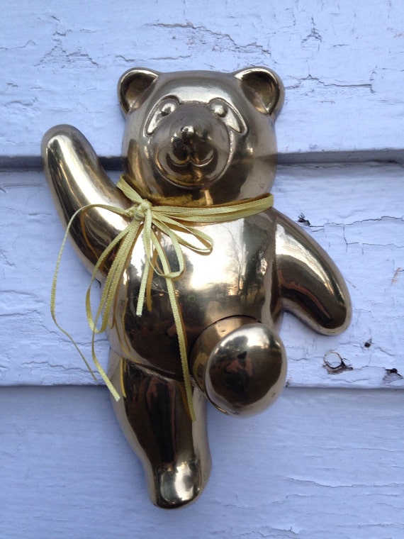 Vintage Shiny Brass Teddy Bear Hanger Hook by ssmith7157 on Etsy