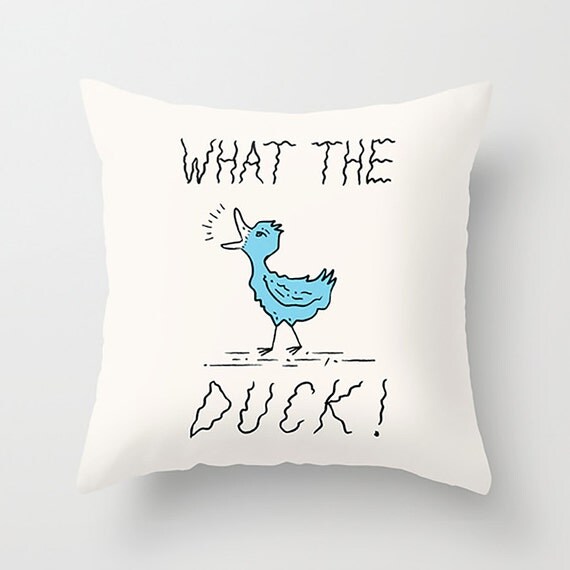 WHAT THE DUCK! - illustrated Cushion Cover / Throw Pillow (16" x 16") by Oliver Lake