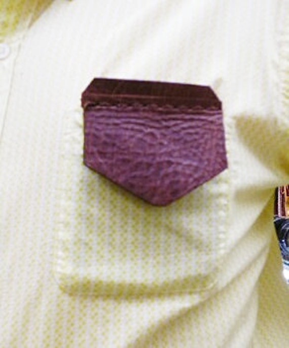 Brown vintage Leather Pocket Protector sleeve mini by G2Pleather