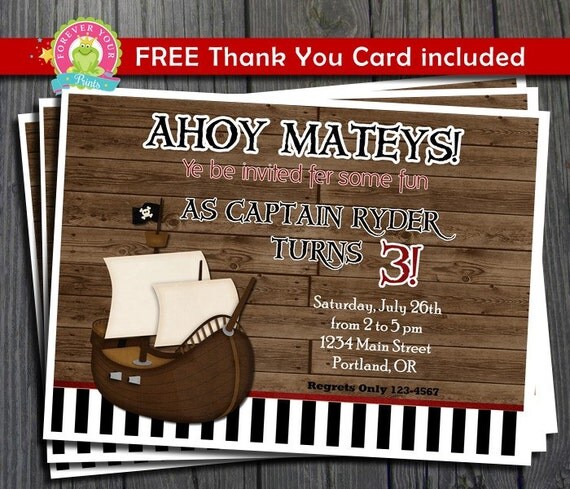 Pirate Birthday Invitation / Pirate Party Invite / Pirate Invitation / Pirate Birthday / Printable Pirate Il_570xn