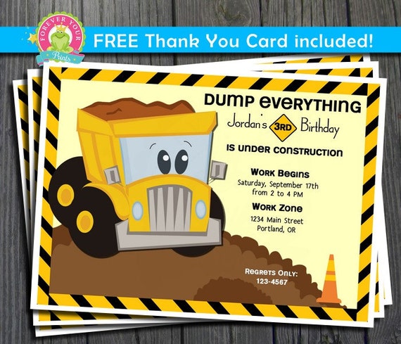 Construction Birthday Invitation / Construction Party Invite / Construction Party / Construction Invitation / Birthday Invitation Il_570xn