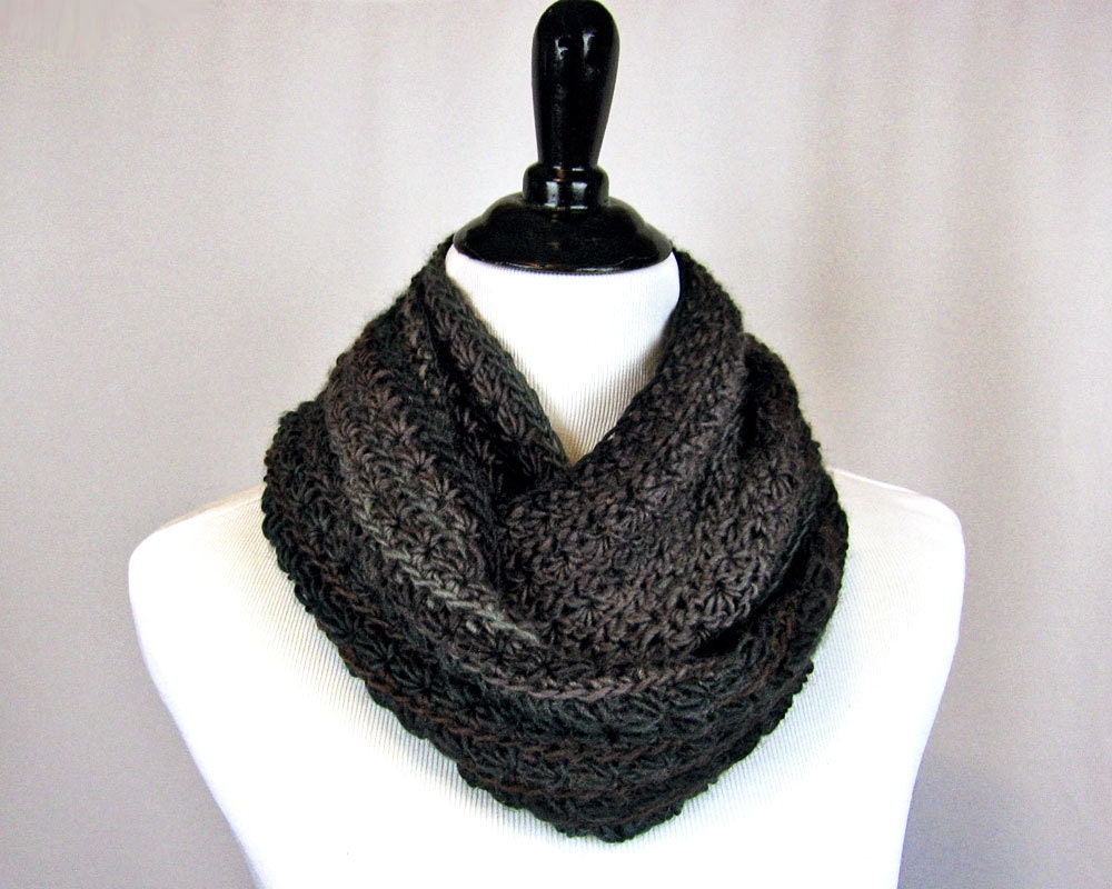 Cowl Infinity Scarf Crocheted Merino Wool Nylon Blend by yarnyoda