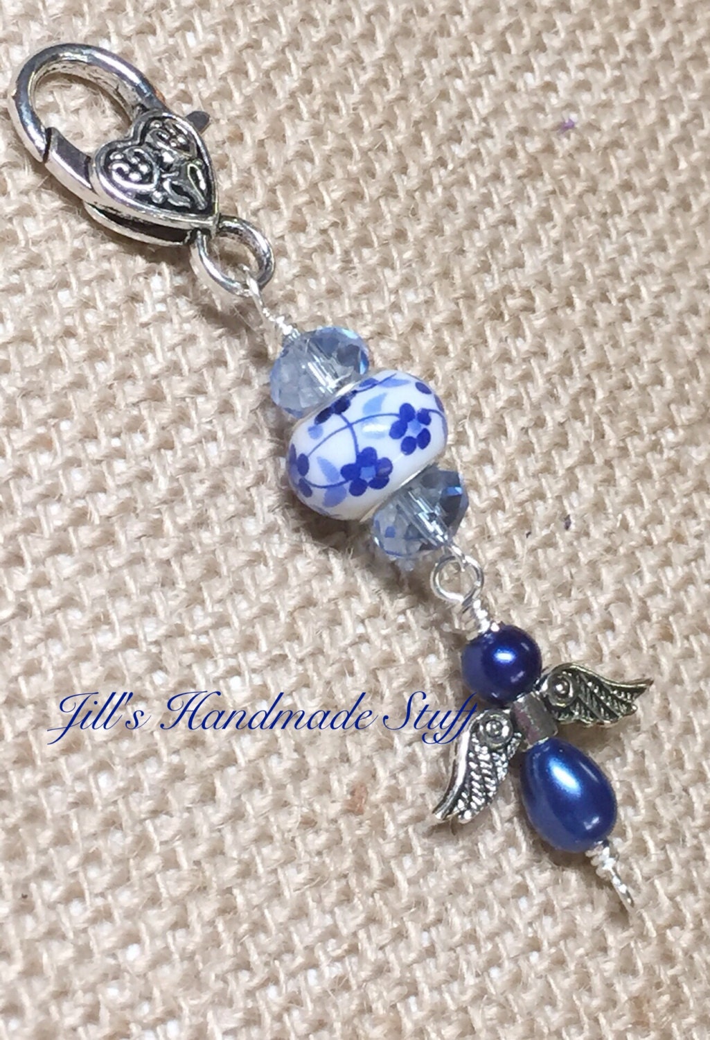 Blue Angel Zipper Pull Charm Handmade Gifts Key Chain Charm