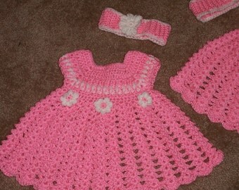 Pink Powder Puff Original CROCHET PATTERN Baby Dress with