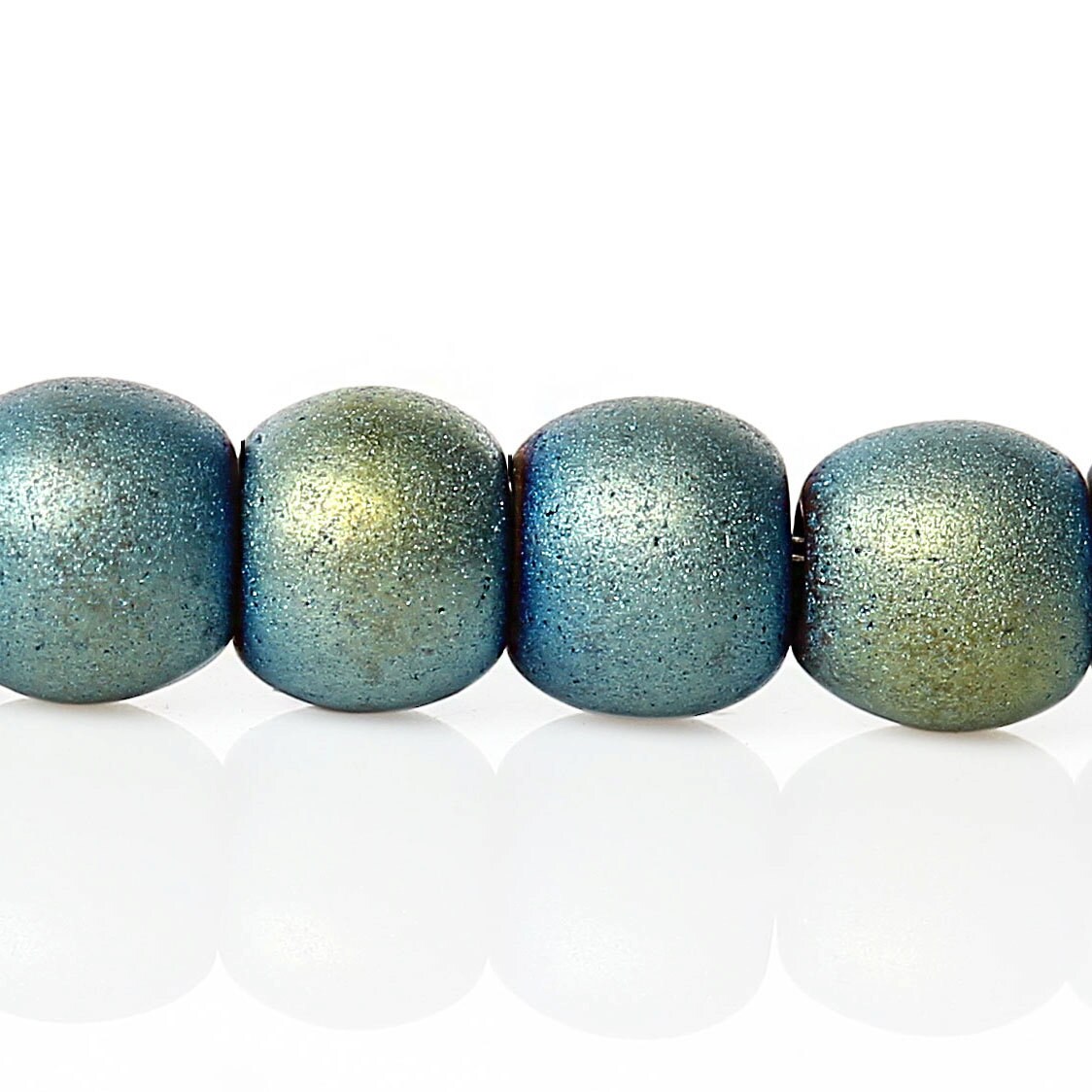 Natural Hematite Beads Frosted Blue Green 4mm 3/16 1