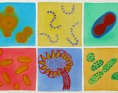 Medieval Microbes - original watercolor - History of Science