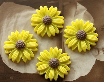 10pcs Wholesale Beautiful Mix Colorful Daisy Flower Resin Cabochon - -22mm(CAB-BU -16)