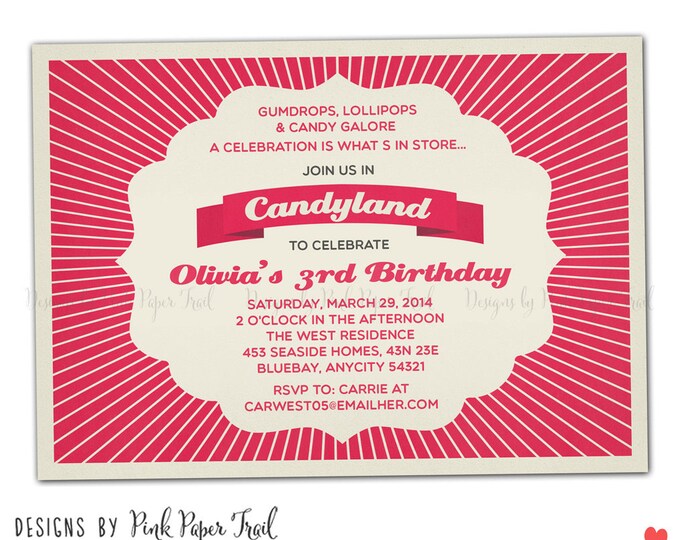 Sweet Shop Candyland Invitation - Customizable Wordings - Printable - Birthday - Bridal Shower - Baby Shower etc.