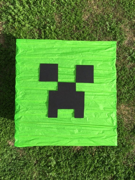Minecraft Creeper Inspired Green Square Paper Lantern