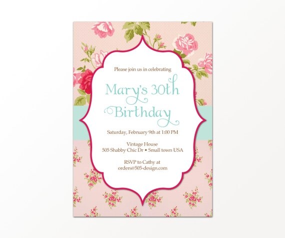 Shabby Chic Invitation - Printed or Printable Vintage Inspired Invitation by 505 Design, Inc Il_570xn
