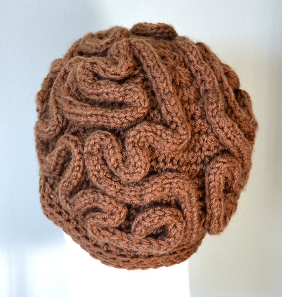 Promotional price Brain Hat /Brain Beanie by TopsycurvyCrochet
