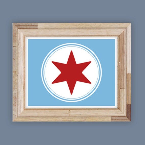 Chicago Style Star Chicago Flag Wall Art Print DIY Printable