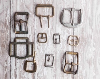 Assortment of Old Metal Belt Buckles Instant Collection Notion Supply Rustic