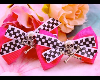 Skull Hair Bows, Paradox Playground Skull Hair Bows, Gothic, Subcultual, Delirim , Scene, Emo, Handmade By: Tranquilityy