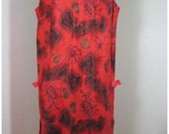 Vintage Royal Hawaiian Vintage Dark Red Hawaiian Dress Medium Sz. 6 7 8
