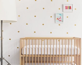 Gold Wall Decal Vinyl Wall Decal 91 Gold Dots Kids Decor Nursery Design Gold Baby Nursery. Mini Dots Children Wall Decal