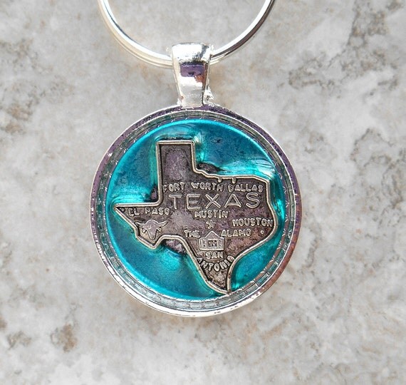 Texas keychain: blue mens keychain mens keyring by NatureWithYou