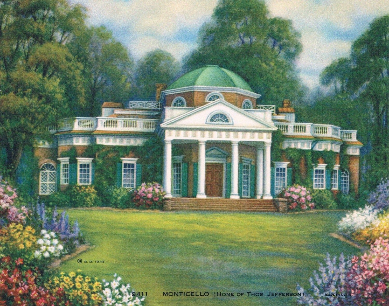 Monticello Home of Thomas Jefferson Calendar Art by RedfordRetro