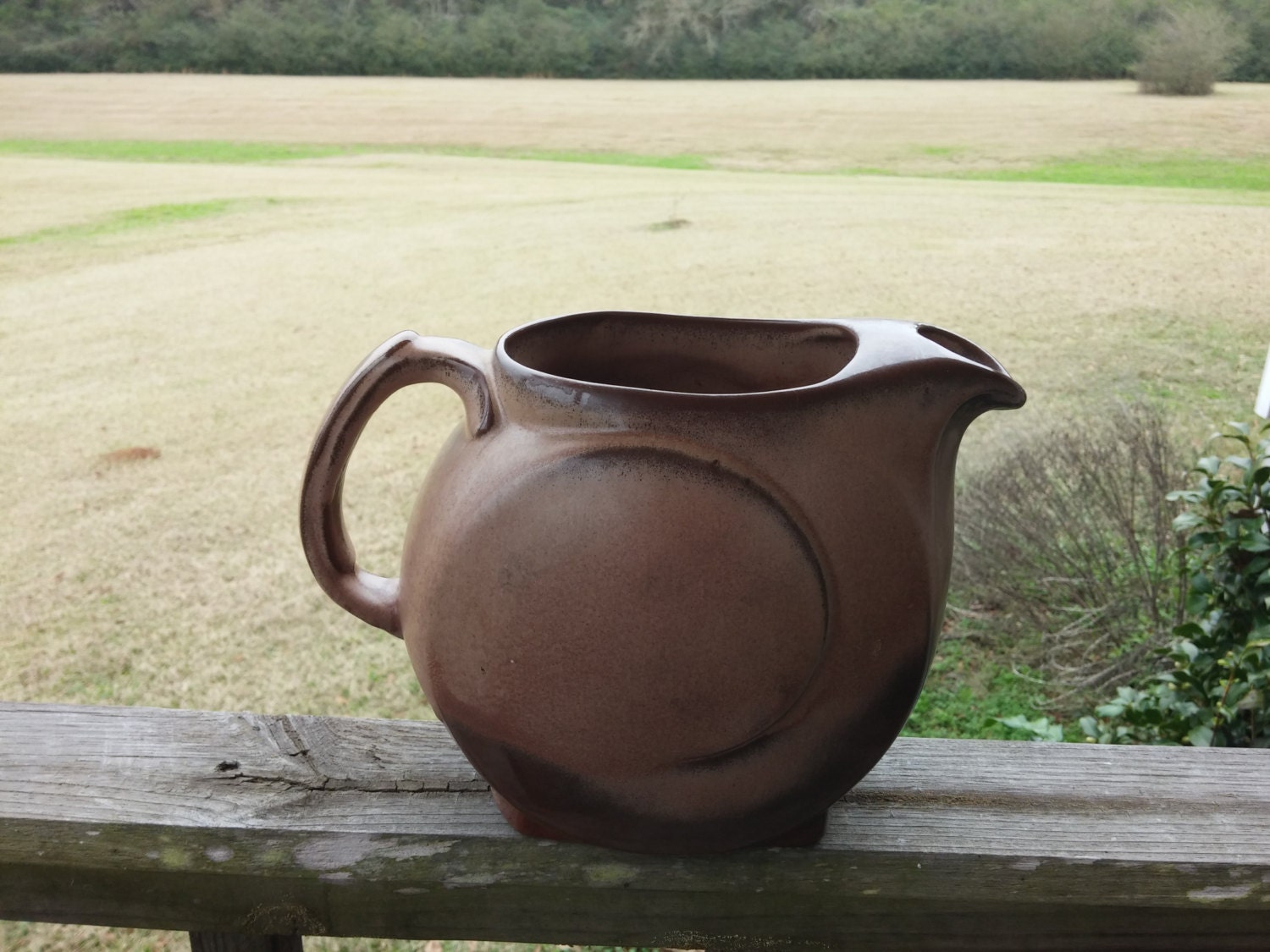 Frankoma Pottery Lazy Bones Desert Gold Pitcher Brown New Orleans 4D Haute Juice
