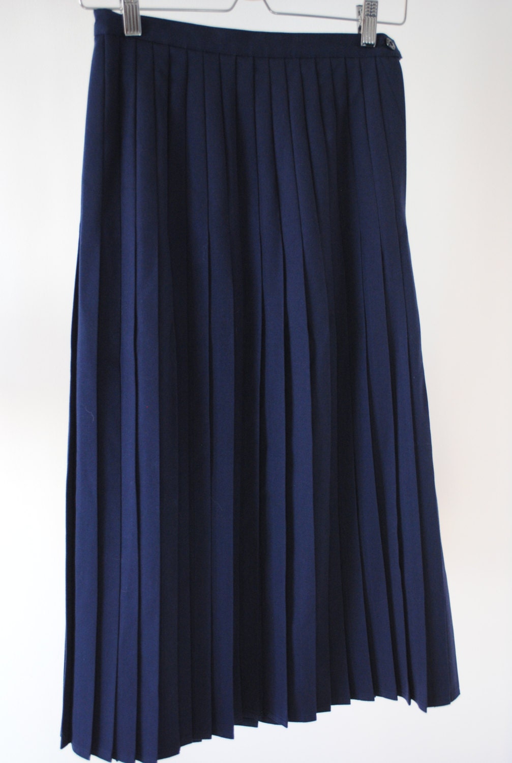 Sale Vintage Navy Mid Length Pleated Skirt