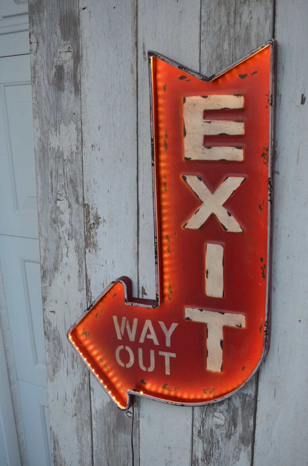 Lighted Exit Sign Metal Arrow Way Out Marquee Sign Way Out