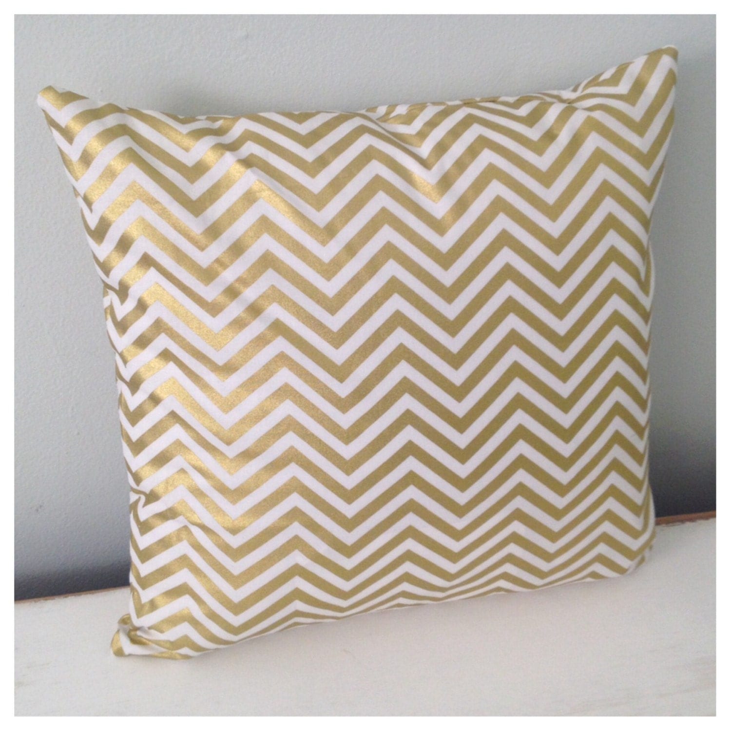 CLEARANCE Metallic Gold Chevron Throw Pillow Cover by maxandgrace