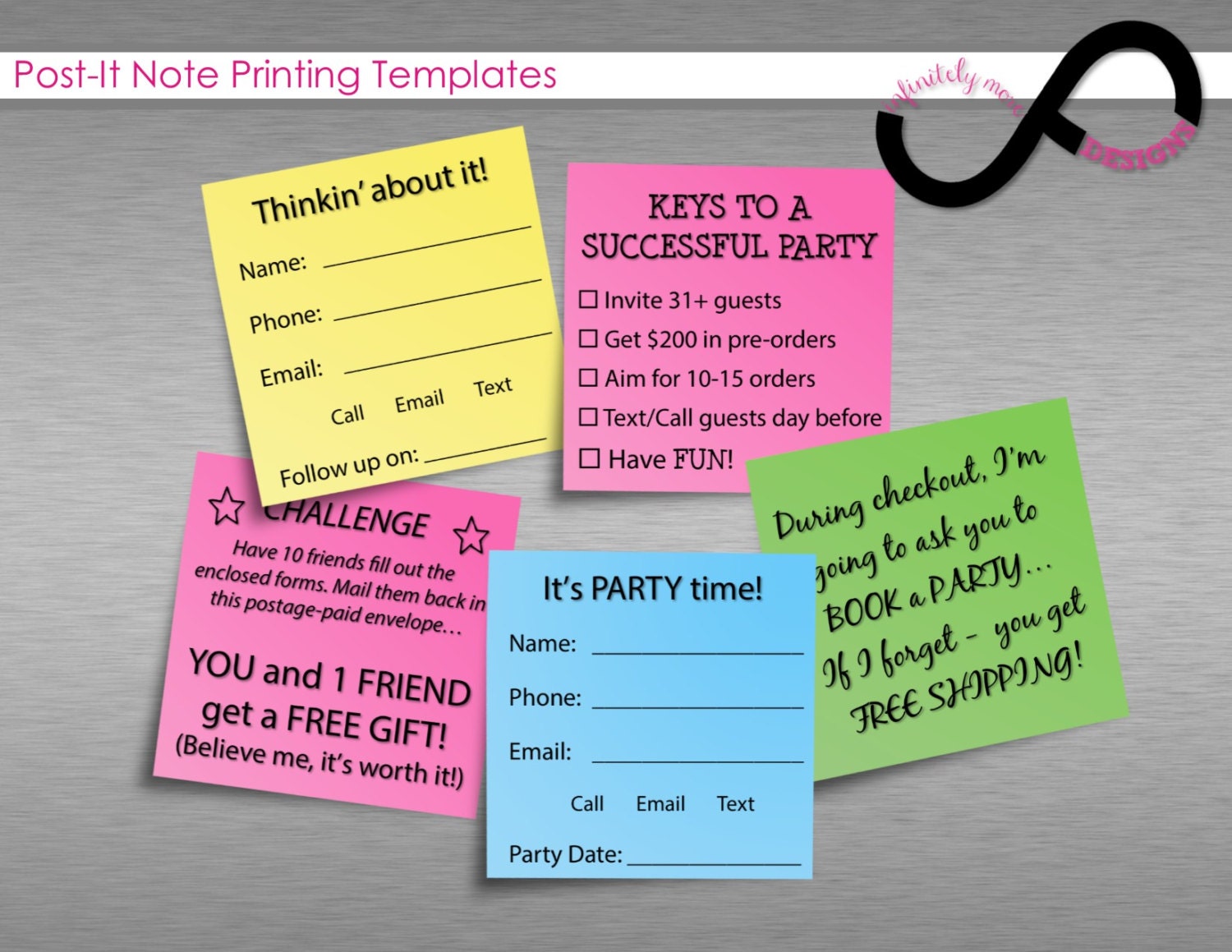 Post-It Note Printing Templates INSTANT by InfinitelyMore ...