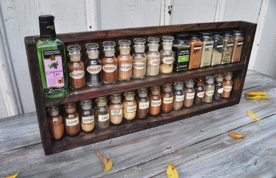 Spice Rack With Distressed Wood Finish Counter by TheGreenCoyote