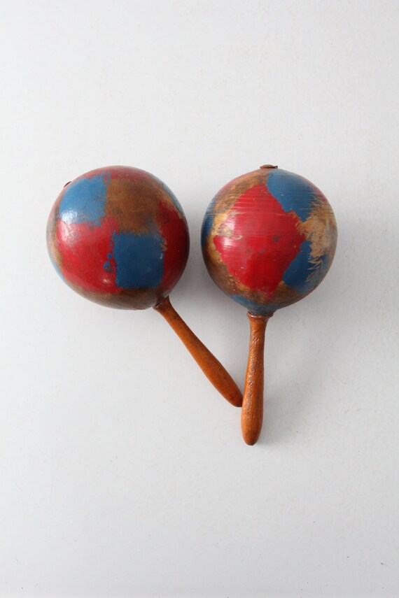 maracas vintage maraca pair painted wood maracas instrument