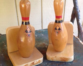 Vulcan Bowling Bookends/ vintage bookends/ Bowling